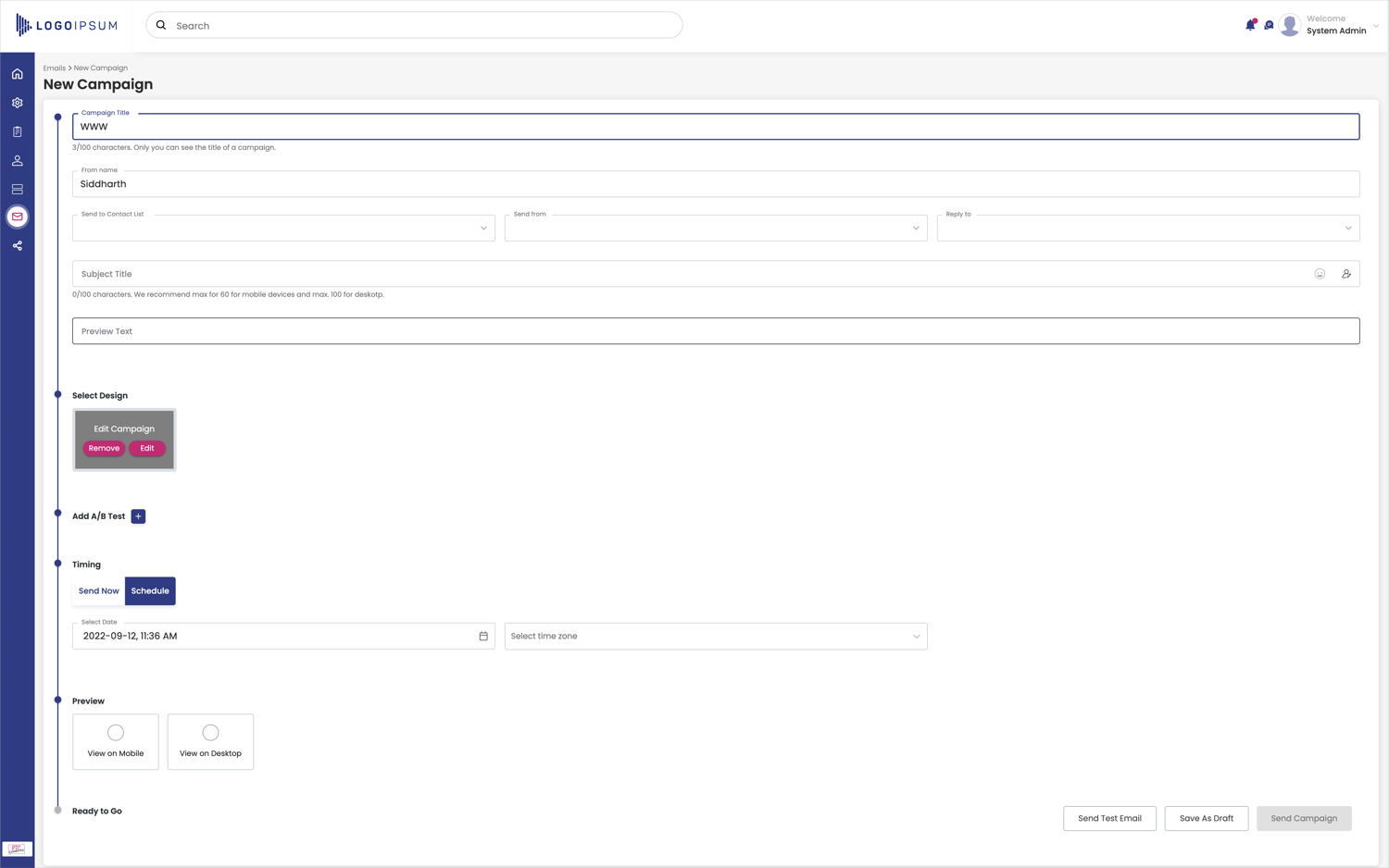 Mail-Kampagnen-Bedienung